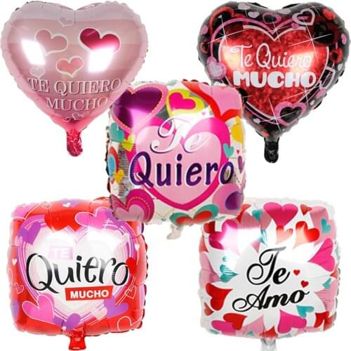 10pcs 18inch TE AMO Foil Balloons Te Quiero Mucho Spanish I Love You For Valentines Day Wedding Decoration Helium Globos