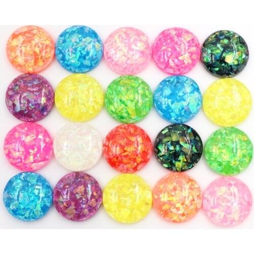 14/16/18mm 20pcs/Lot New Fashion Mix Color Built-in metal foil Flat back Resin Cabochons Cameo