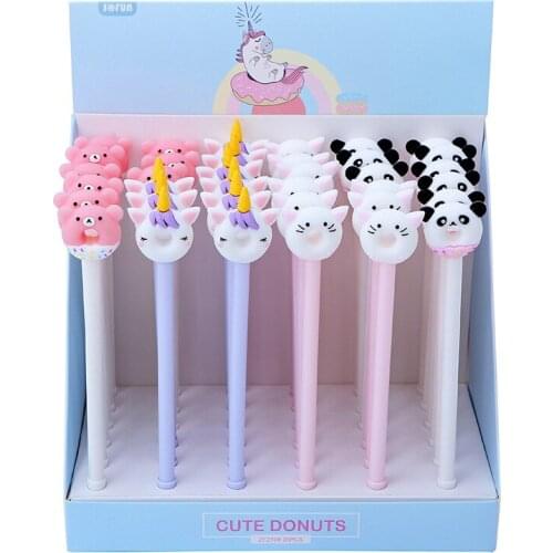 36 Pcs Per Lot Cartoon Cat Doughnut Gel Pen Signature Pen Escolar Papelaria School Office Supply Gift Pen