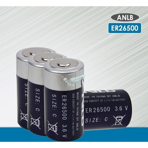 4pcs ANLB 3.6V ER26500 C Size Li-SOCl2 Battery with 9000mAh capacity for smart card meter