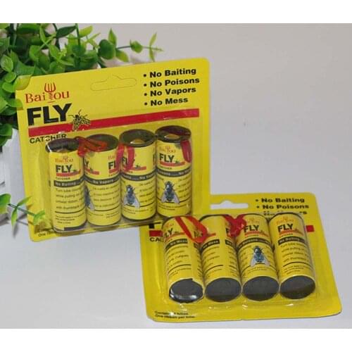 4 packs Fly Sticky Paper Strip Mosquitos Killer Catcher Flying Insect Non-toxic Flying Insect Catcher
