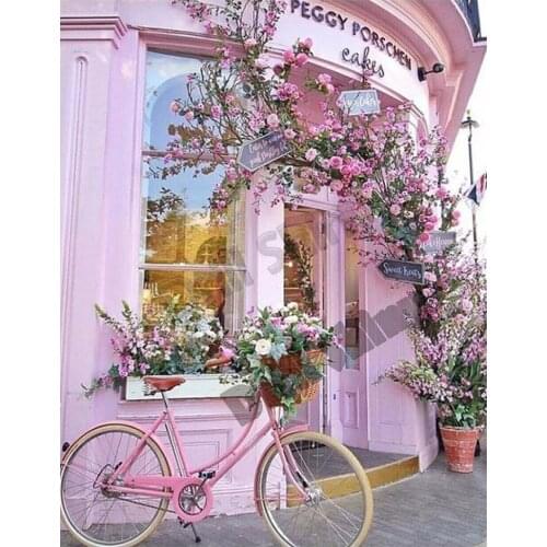 5D Diy Diamond Painting Embroidery Pattern Flower Bike Street 3d Cross Stitch Kits Full Drill Wall Sticker Home Decorations
