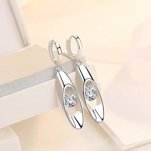 925 sterling silver drop earrings blue zircon waterdrop Christmas gift Micro Inlay cubic zirconia earrings for women 2021 black