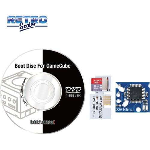 RetroScaler SD2SP2 Adapter TF Card Reader with Mini TF Card(NGC Games) + XENO-gc Chip + Swiss Boot Disc Mini DVD for NGC Console