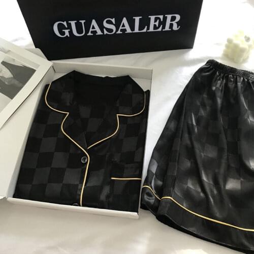 Satin Pyjama Pour Femme Home Wear Pajamas 2 Piece Set Women Suits with Shorts Sleepwear Loungewear Plus Size Summer