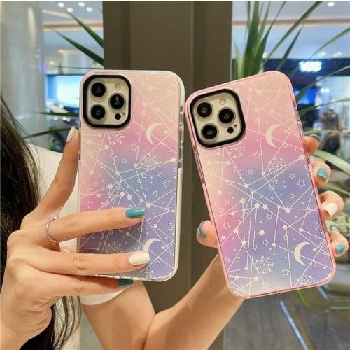 Retro moon Starry sky Sweet kawaii Japanese Phone Case For iPhone 11 12 Pro Max Xs Max XR Xs 7 8 Plus 7Plus case Cute Soft Cover