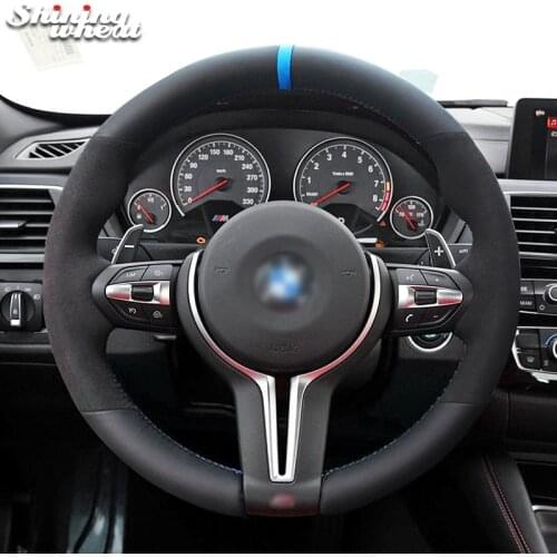 Black Genuine Leather Black Suede Steering Wheel Cover for BMW M Sport F30 F31 F34 F10 F11 F07 X3 F36 X1 F48 X2 F39 F25 F32 F33