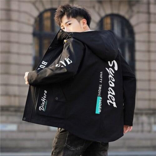 Men Fashion Hooded Jacket 2021 Spring/Autumn Style Loose Windbreaker Jacket Male Cargo Coat Streetwear Hip Hop Outwear Clothes