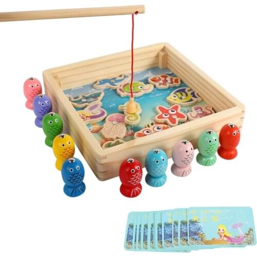 Children Wooden Toys Magnetic Games Fishing Toy Game Kids 3d Fish Baby Kids Educational Toys Outdoor Funny Boys Girl Gifts