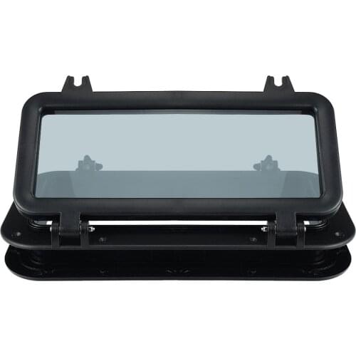 Yacht Rectangular Opening Portlight Porthole 3.5 inch 9cm Replacement Window Port Hole - ABS Tempered Glass - Black