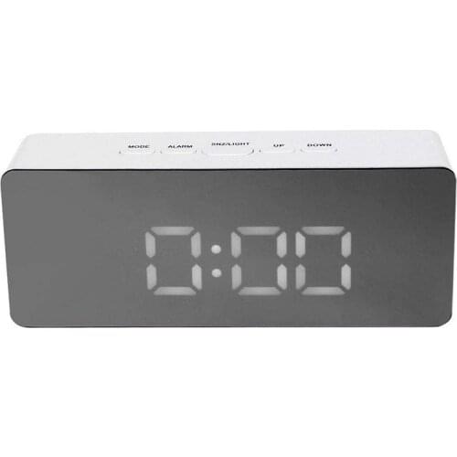 LED Mirror Alarm Clock Digital Snooze Table Clock Wake Up Light Electronic Large Time Temperature Display Home Decoration Clock