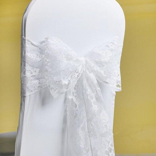 Hot Sale with factory price !!!! 100pcs White Lace Chair Sashes & Sash For Wedding & Chair Cover Sash FREE SHIPPING