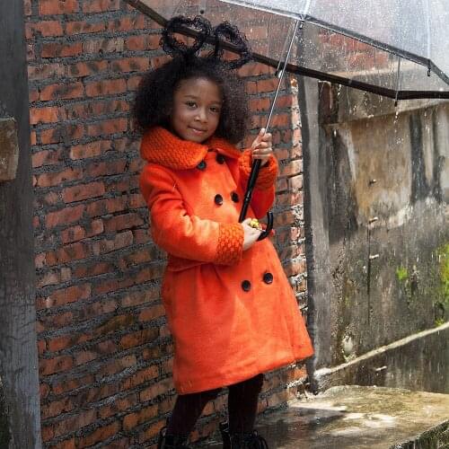 Girl Coats Autumn Winter Girls Fashion Thickening Large Fur Collar Wool Coat Jacket Girls Wool Long Down Coats 5 10Y 4C0819