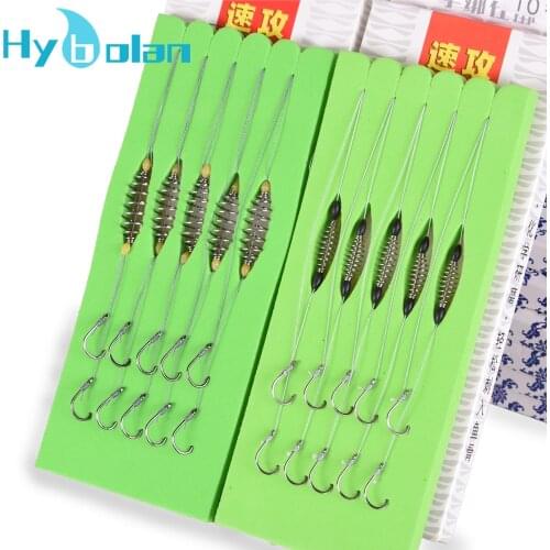 5 Pcs/Set Double Hook Fishing Line Stainless Steel Barbed Carp Hooks Bait Feeder Spring Fish Hook with PE line Tools Accessories