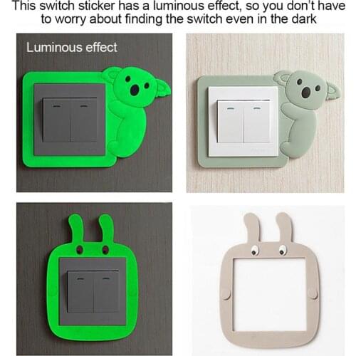 Cute Cartoon Switch Sticker Fashion Creative Luminous Switch Socket Silicone Protect Cover Waterproof Wall Stickers Decoration