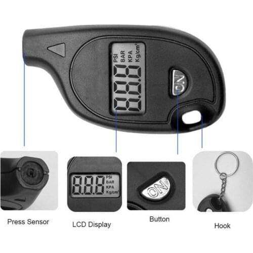 NEW Mini Keychain style Tire Gauge Digital LCD display meter tester Auto alarm Motorcycle Air Car tire Pressure Safety Car Q4H2