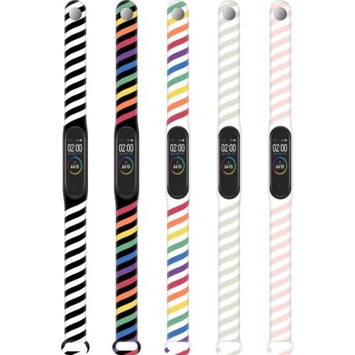 Fashion Silicone Two Color Spiral Pattern Watch Band For Xiaomi 6 5 4 3 Silicone Replacement Watch Strap For Mi Band