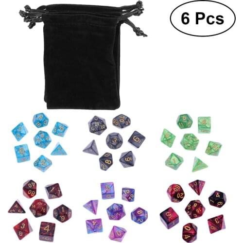 42 Pieces(6 X 7 Sets) Double-Colors Polyhedral Dice Acrylic Number Game Dice Set For Dungeons And Dragons Party Math Role Table