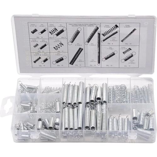 200pcs/lot Metal Steel Spring Set Assorted With Storage Box Accessories Extension And Compression Coil Portable Hardware Tool