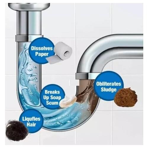 Kitchen Pipe Drain Cleaner Powerful Sink Dredging Agent Quickly Toilet Cleaner Super Clog Remover Drain Blaster Cleaning Tool