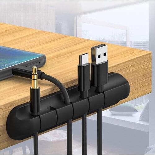 2021 5-in-1 Cable Organizer Silicone USB Cable Desktop Tidy Wire Management Clips Cable Holder for TV Notebook Computer Office