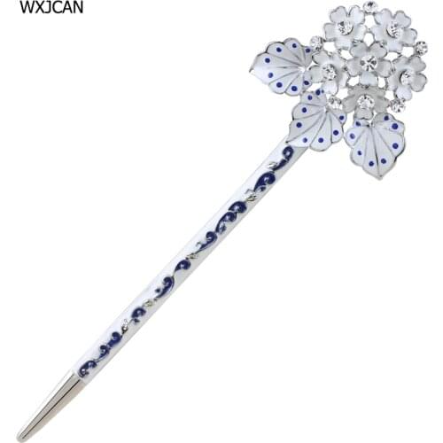 WXJCAN 4 Color vivid handmade classical color oil painting rhinestone sticks for hair Wedding accessories hair bride bruid H1093
