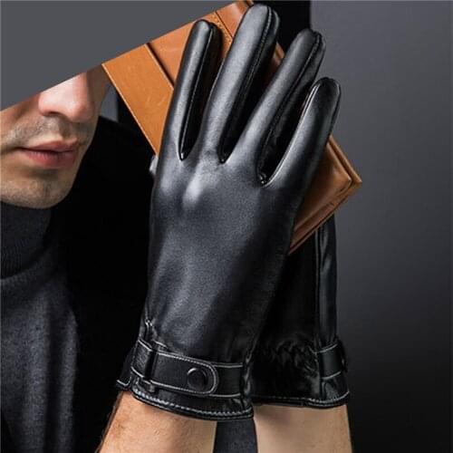 Plus Velvet 2020 Mens PU Black Leather Gloves Fashion Female Windproof Gloves Autumn And Winter Mittnes