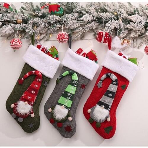 2022 New Year Stockings Santa Elk Gift Socks Christmas Lovely Candy Gift Bag For Children Fireplace Tree Christmas Decoration