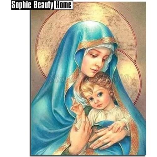 Full Square/Round Drill 5D DIY Diamond Painting The Virgin and Child Diamond Embroidery Cross Stitch Mosaic Wall Decor 19A015