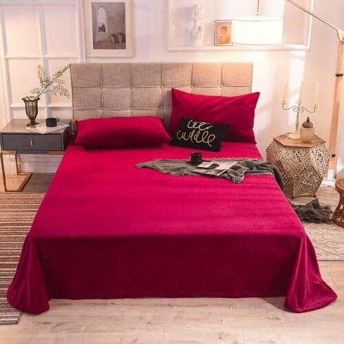 Bedding Crystal velvet one-piece autumn and winter wholesale warm skirt bed cover sheets bed red bedspread single bedsheet
