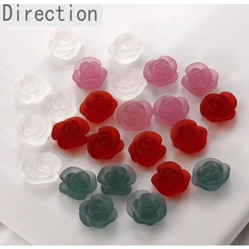 Transparent matte rose flower camellia bud flower resin patch diy earrings hair accessories accessories materials