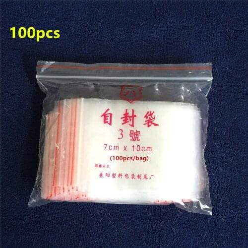 Chenkai 100pcs 70*100mm clear Transparent PE plastic zipper packaging bag Ziplock Packing Bag Necklace Jewelry bag