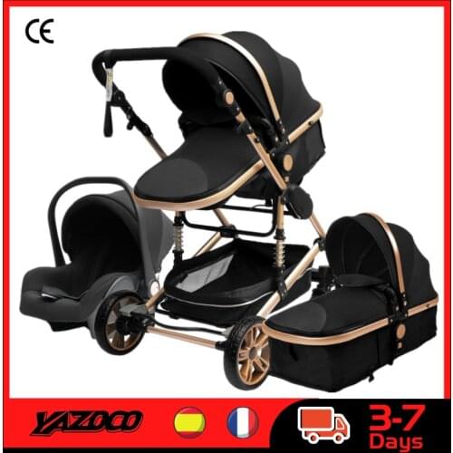 Luxurious Baby Stroller 3 in 1 Portable Travel Baby Carriage Folding Prams Aluminum Frame High Landscape Car for Newborn Baby