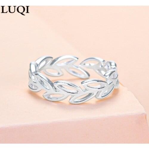 S925 personality olive branch leaf shape open ring SL1130