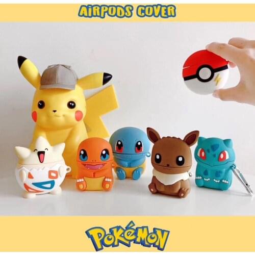 Pokemon Pikachu Kawaii Cartoon AirPods 1/2 Box Silicone Pokemon Anti-drop Bluetooth Headset Fashion Protective Case Box Gift