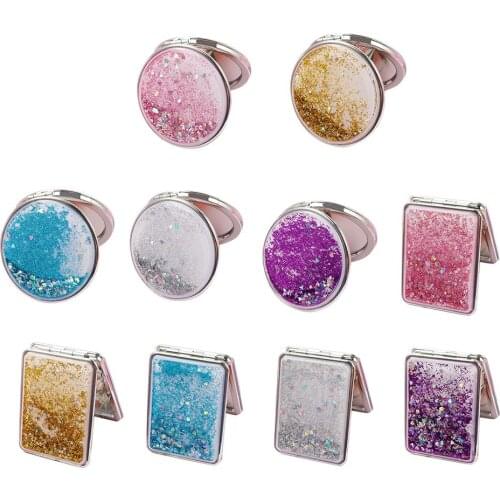 Travel 2-side Folding Pocket Size Makeup Mirror with Normal/2X Magnification Portable Hand Mini Pocket Mirror Cosmetic Mirrors