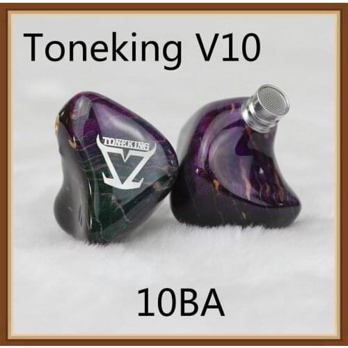 TONEKING V10 10 Balanced Armature 10BA Hifi Music Monitor Studio Customized Hand Made Audiophile Musician MMCX Earphone Earbuds