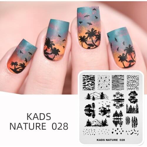 KADS Stamping Plate Nature 028 Natural Scenery Image Templates Stencil Nail Templates Manicure Stamper Nail Art Printing Tool