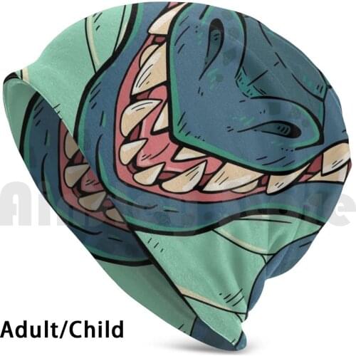 Blue Dragon Beanies Knit Hat Hip Hop Dragon Snout Teeth Furry Mythical Fantasy