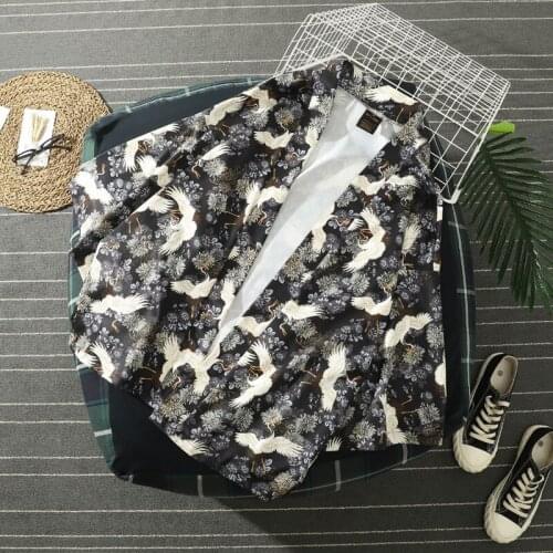 Japanese kimono yukata women and man japanese Short Robe Vintage crane Loose kimomo japanese cardigan kimono japones haori