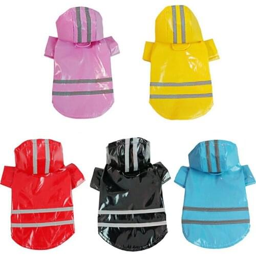 S-XL Pets Dog Clothes Hooded Raincoats Reflective Strip Dogs Rain Coat Waterproof Jackets Outdoor Breathable Clothes For Puppies