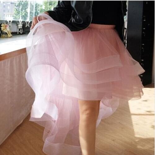 Chic Fashion Tiered Soft Tulle Skirt High Low Women Formal Party Skirt Long Tulle Skirts Ruffles Custom Made Tutu Skirts
