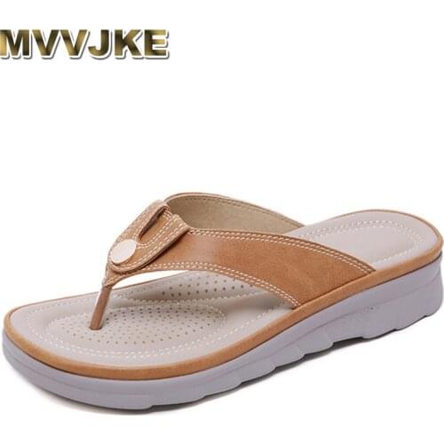 MVVJKE New 2021 Women Sandals Clip Toe 4cm Wedge Heels Thick Bottom Platform Simple Slip-On Classsic Light Big Size 42
