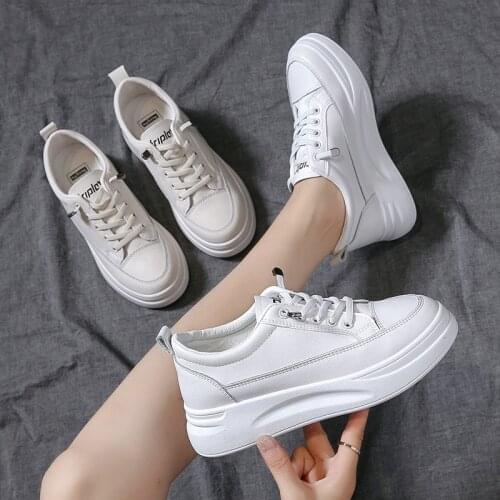 2021Summer Womens Casual Vulcanize Shoes White Leather Sport Running Flats Woman Sneakers Zapatos De Mujer