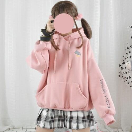 Sun/Moon/Lightning Cute Womens Hooded Pullover Winter Fall Long Sleeve Loose Hoodies Sweatshirt Girls 2018 Autumn Harajuku