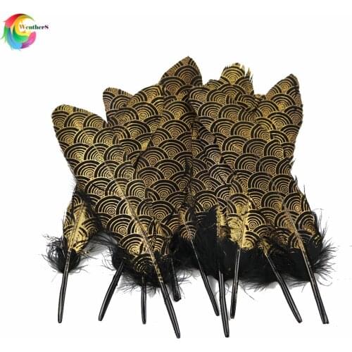 10 PCS Gold Natural Goose feather 15-20CM Hats Embellishments plumes DIY Home Party Decorative Feathers for Crafts