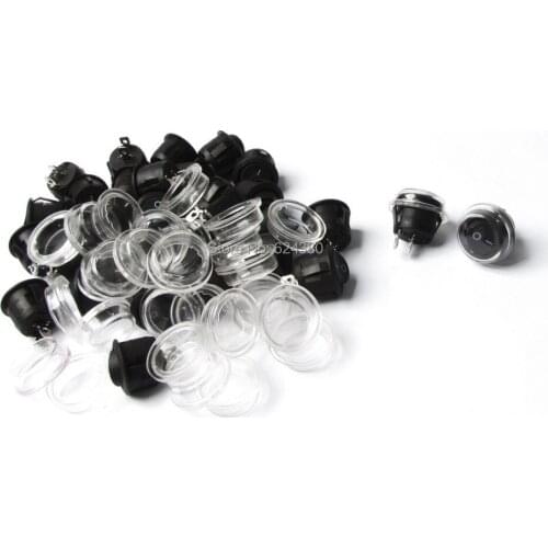 1 Bag ( 30 Pcs / Lots ) x AC 250V/6A 10A/125V SPST 1P1T On-off Snap in Round Boat Rocker Switch w Waterproof Cover Cap
