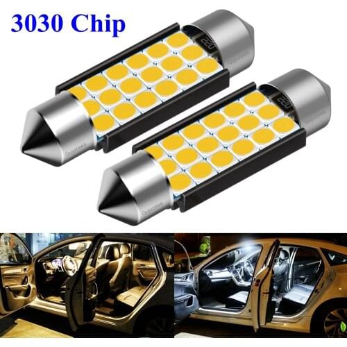 2PCS Festoon 31mm 36mm 39mm 41mm C5W C10W Super Bright 3030 LED Bulb Car Dome Light Canbus Auto Interior Reading Lamp Warm White