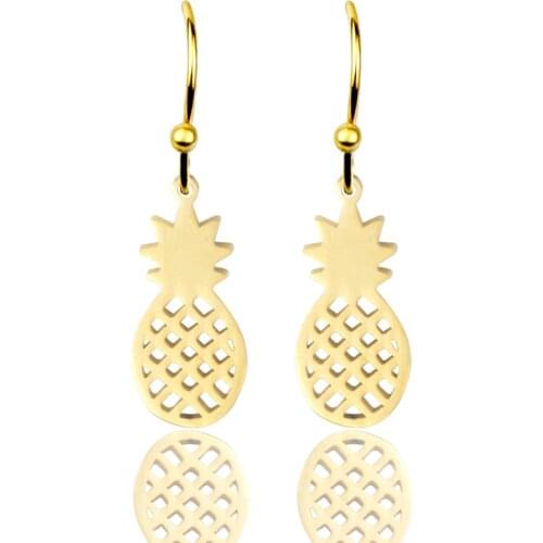 2017 Hawaii Pineapple Drop Earrings Charm Women Stainless Steel Tiny Fruit Bijouterie Ear Cartilage Dangle Earrings Boho Jewelry