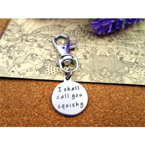 3pcs/lot high quality keychain with 20mm stainless steel circle round "I shall call you squishy " charms keychain